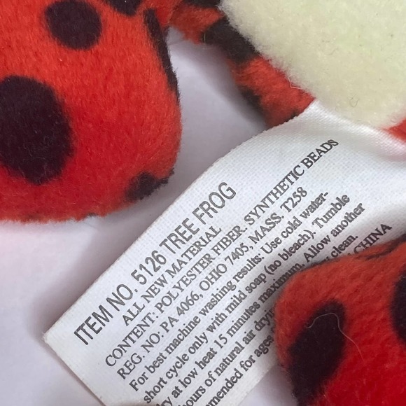 24K Beanie Boppers Tree Frog Red 1997 Stuffed Plush Animal Special Effects Toy - Picture 10 of 10